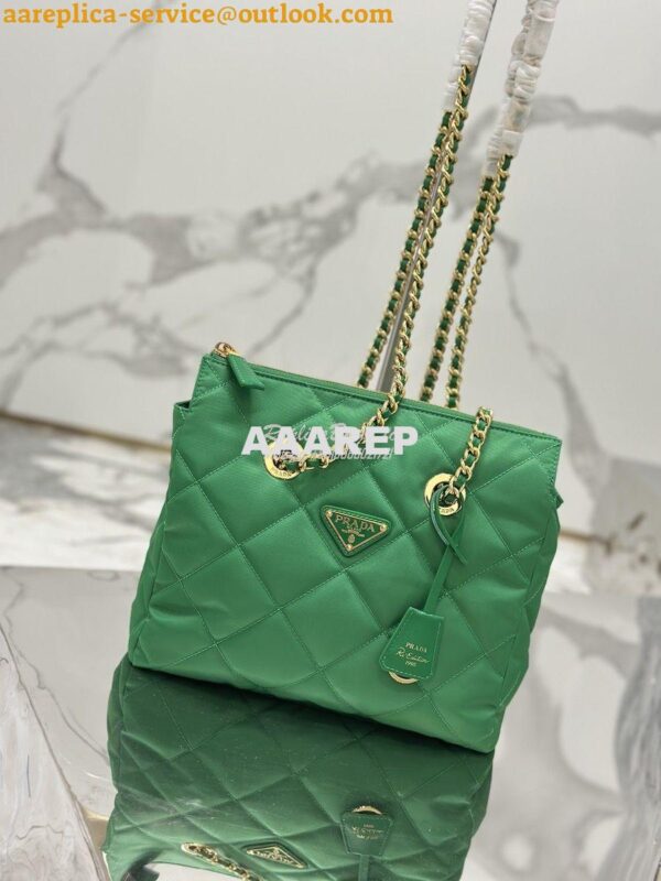 Replica Prada Re-Edition 1995 Chaîne Re-Nylon tote bag 1BG468 Green 4