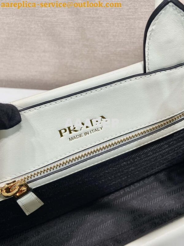 Replica Prada 1BA379 Small leather Prada Symbole bag with topstitching White 8