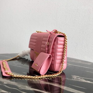 Replica Prada 1BD108 Medium Leather Prada Diagramme Bag Pink