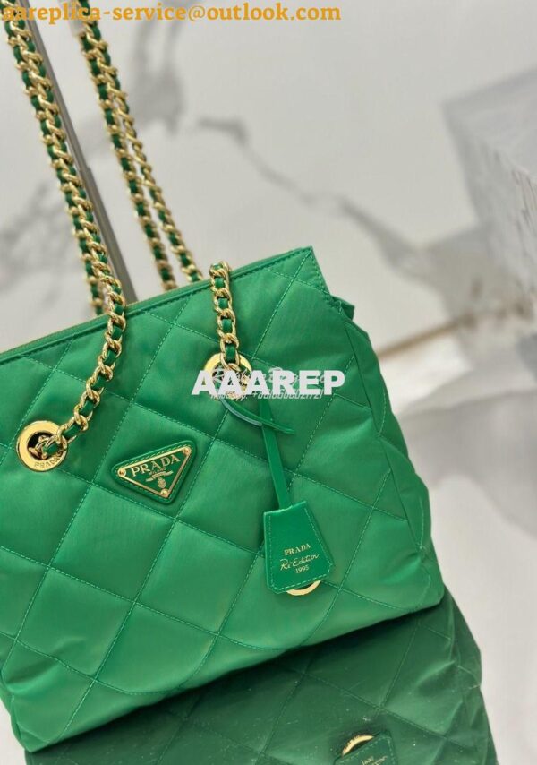 Replica Prada Re-Edition 1995 Chaîne Re-Nylon tote bag 1BG468 Green 6