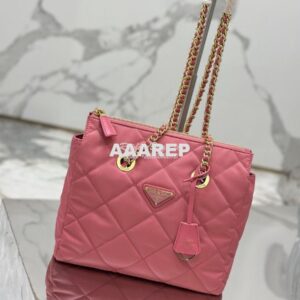 Replica Prada Re-Edition 1995 Chaîne Re-Nylon tote bag 1BG468 Pink 2