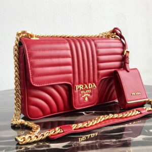 Replica Prada 1BD108 Medium Leather Prada Diagramme Bag Red