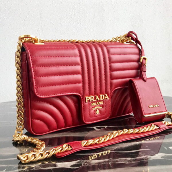 Replica Prada 1BD108 Medium Leather Prada Diagramme Bag Red 3