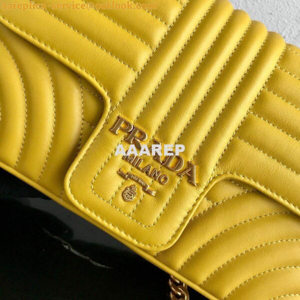 Replica Prada 1BD108 Medium Leather Prada Diagramme Bag Yellow 6