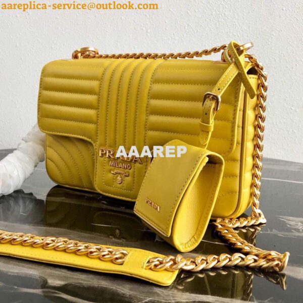 Replica Prada 1BD108 Medium Leather Prada Diagramme Bag Yellow 7