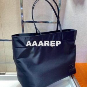 Replica Prada 1BG107 Re Nylon Medium Tote Bag Black 2