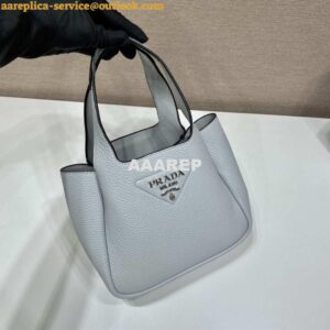 Replica Prada 1BG335 Tote Leather Bucket Handbag Light Blue 2