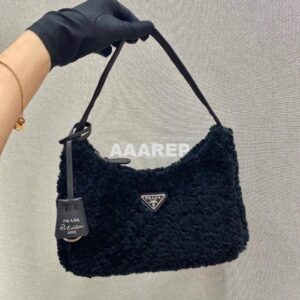 Replica Prada Re-edition 2000 Shearling Mini-bag 1NE515 Black