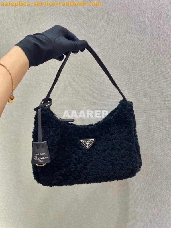 Replica Prada Re-edition 2000 Shearling Mini-bag 1NE515 Black 3