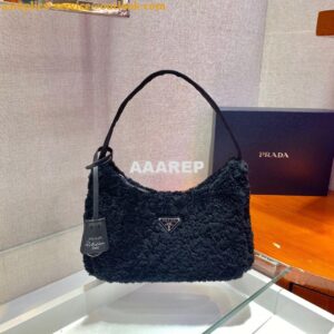 Replica Prada Re-edition 2000 Shearling Mini-bag 1NE515 Black 2