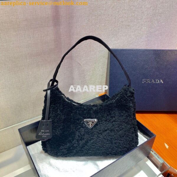 Replica Prada Re-edition 2000 Shearling Mini-bag 1NE515 Black 5