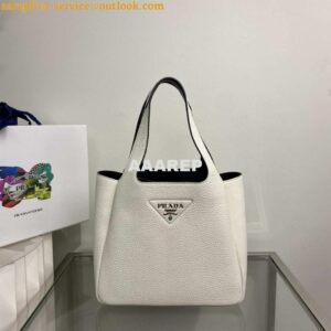 Replica Prada 1BG335 Tote Leather Bucket Handbag White