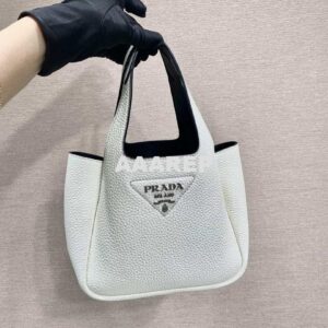 Replica Prada 1BG335 Tote Leather Bucket Handbag White 2