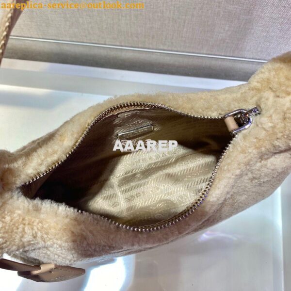 Replica Prada Re-edition 2000 Shearling Mini-bag 1NE515 Ecru 9