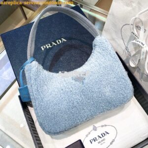 Replica Prada Re-edition 2000 Shearling Mini-bag 1NE515 Periwinkle Blu 2