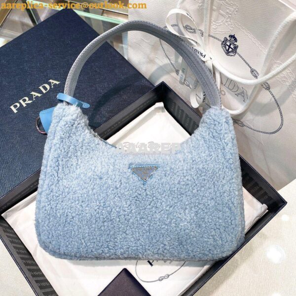 Replica Prada Re-edition 2000 Shearling Mini-bag 1NE515 Periwinkle Blu 6