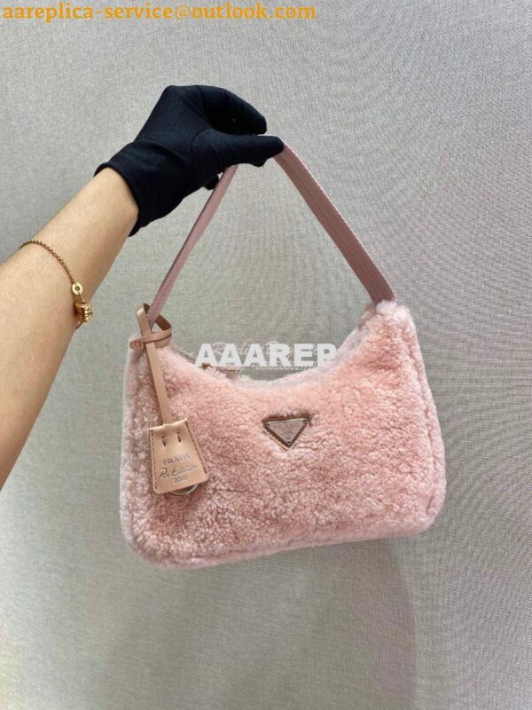 Replica Prada Re-edition 2000 Shearling Mini-bag 1NE515 Pink 3