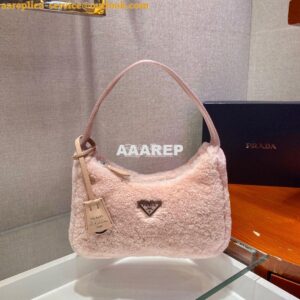 Replica Prada Re-edition 2000 Shearling Mini-bag 1NE515 Pink 2