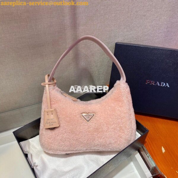 Replica Prada Re-edition 2000 Shearling Mini-bag 1NE515 Pink 5