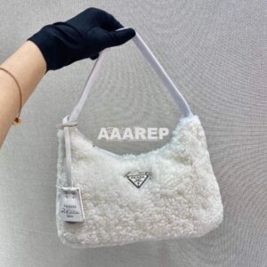 Replica Prada Re-edition 2000 Shearling Mini-bag 1NE515 White