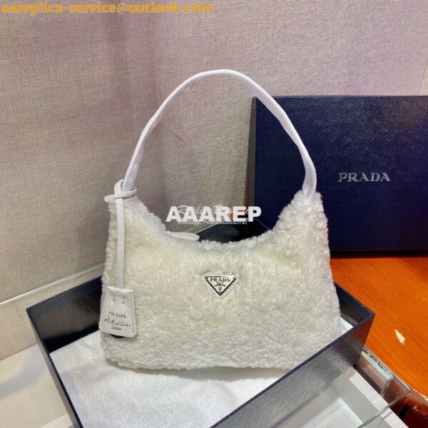 Replica Prada Re-edition 2000 Shearling Mini-bag 1NE515 White 5