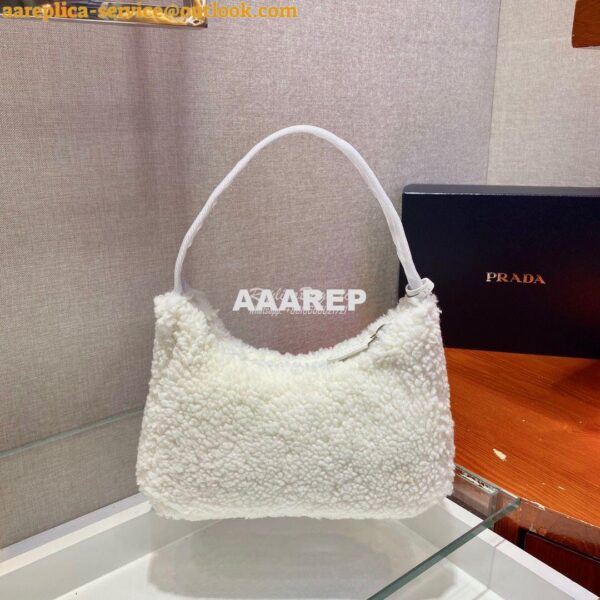 Replica Prada Re-edition 2000 Shearling Mini-bag 1NE515 White 8