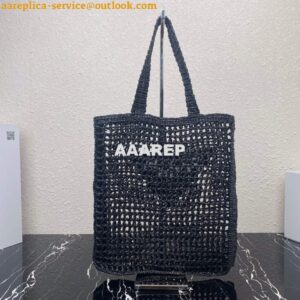 Replica Prada 1BG393 Raffia tote bag Black 2