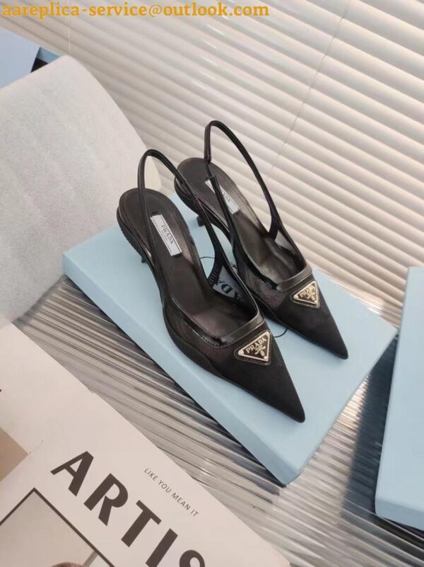 Replica Prada Slingback Pumps In Mesh Fabric 10