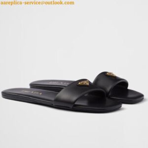 Replica Prada Women's Slides in Black Smooth Leather