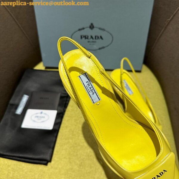 Replica Prada Slingback Pumps in Yellow Padded Leather 4