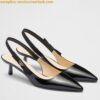 Replica Prada Slingbacks Pumps 45mm In White Patent Leather 2