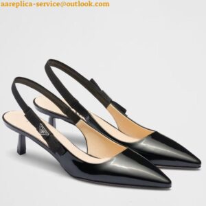 Replica Prada Slingbacks Pumps 45mm In Black Patent Leather 2