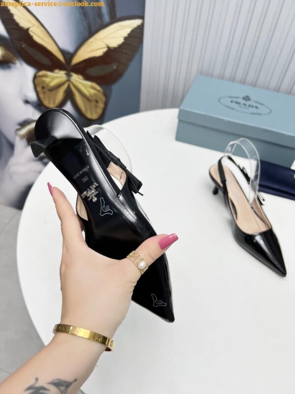 Replica Prada Slingbacks Pumps 45mm In Black Patent Leather 9