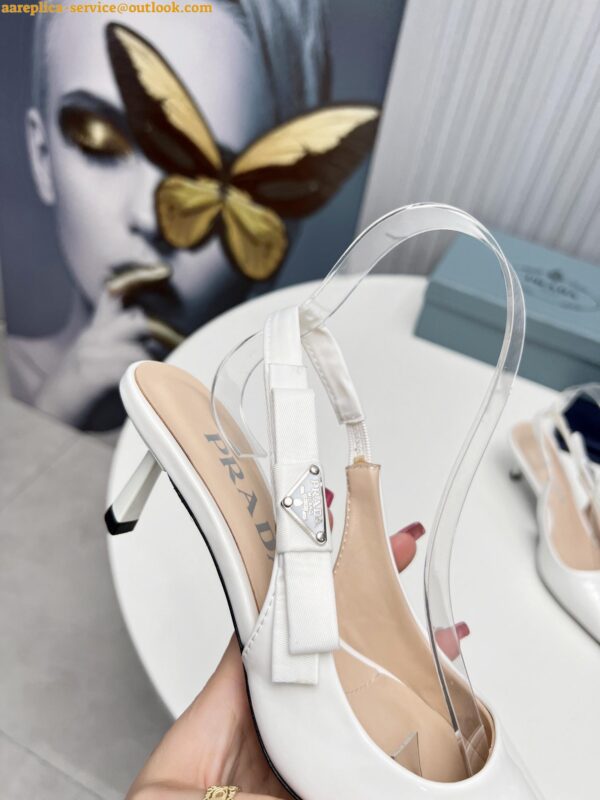 Replica Prada Slingbacks Pumps 45mm In White Patent Leather 3