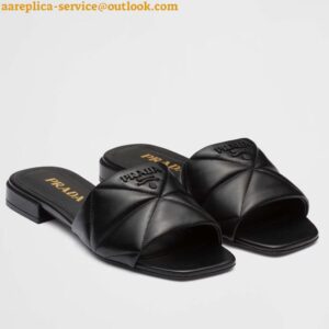 Replica Prada Women's Slides Sandals In Black Nappa Leather 2