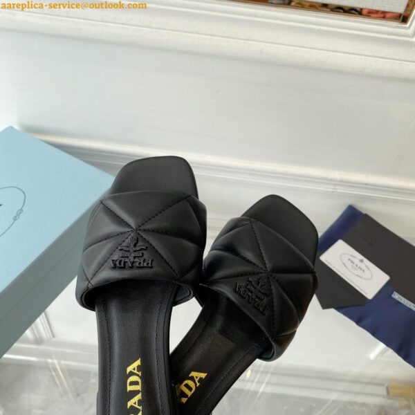 Replica Prada Women's Slides Sandals In Black Nappa Leather 10