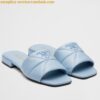 Replica Prada Women's Slides Sandals In White Nappa Leather