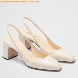 Replica Prada Slingbacks Pumps 65mm In White Patent Leather