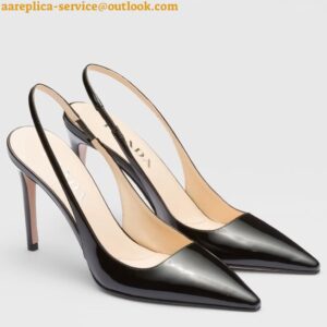 Replica Prada Slingbacks Pumps 95mm In Black Patent Leather