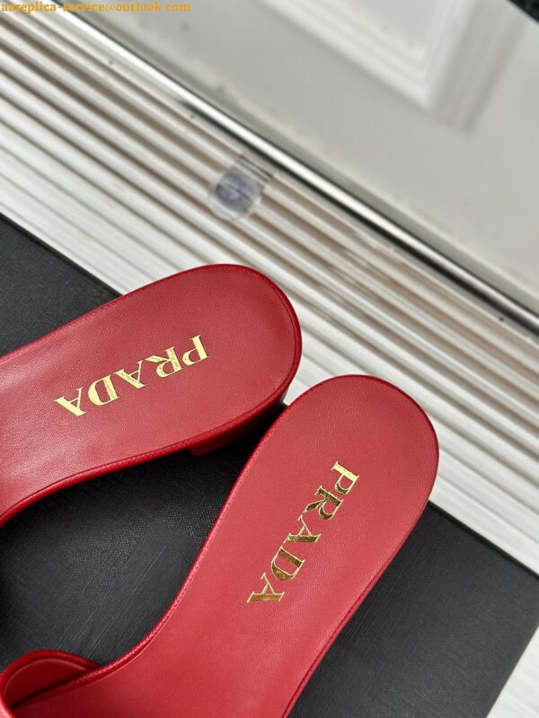 Replica Prada Heeled Sandals 35mm in Red Saffiano Leather 11