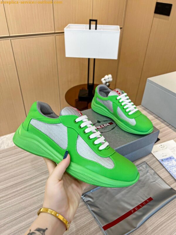 Replica Prada America's Cup Sneakers in Green Rubber and Bike Fabric 5