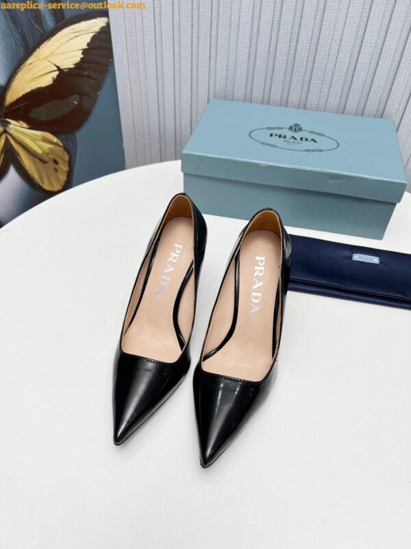 Replica Prada Slingbacks Pumps 95mm In Black Patent Leather 7