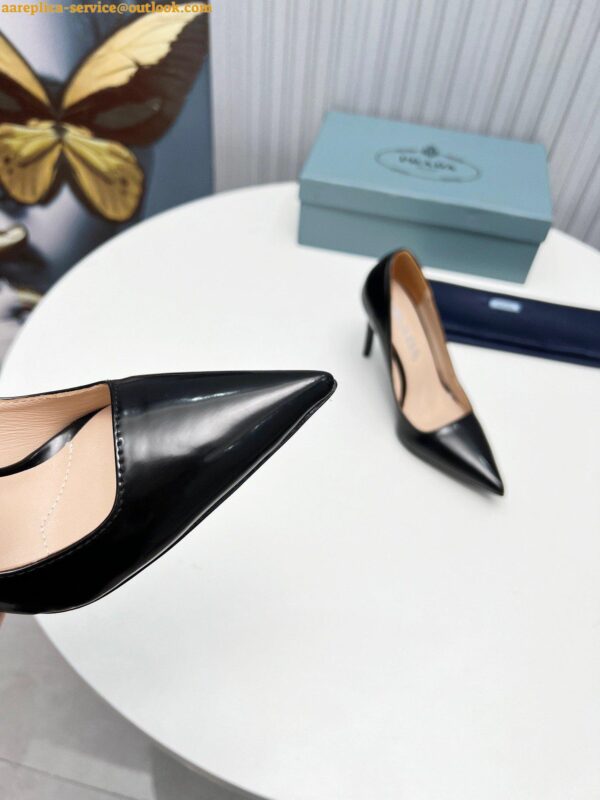 Replica Prada Slingbacks Pumps 95mm In Black Patent Leather 8