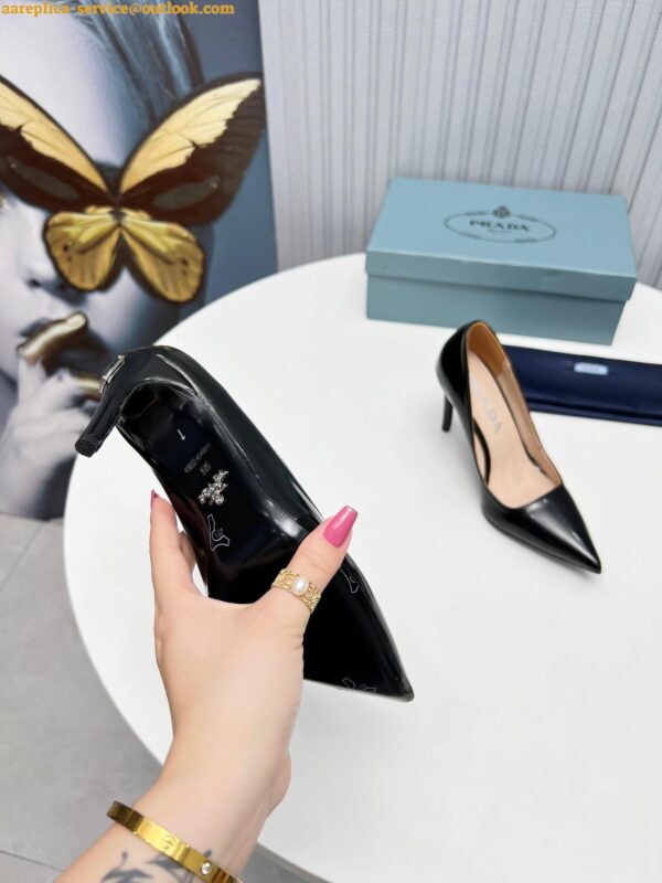 Replica Prada Slingbacks Pumps 95mm In Black Patent Leather 9