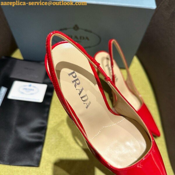 Replica Prada Slingbacks Pumps 95mm In Black Patent Leather 14