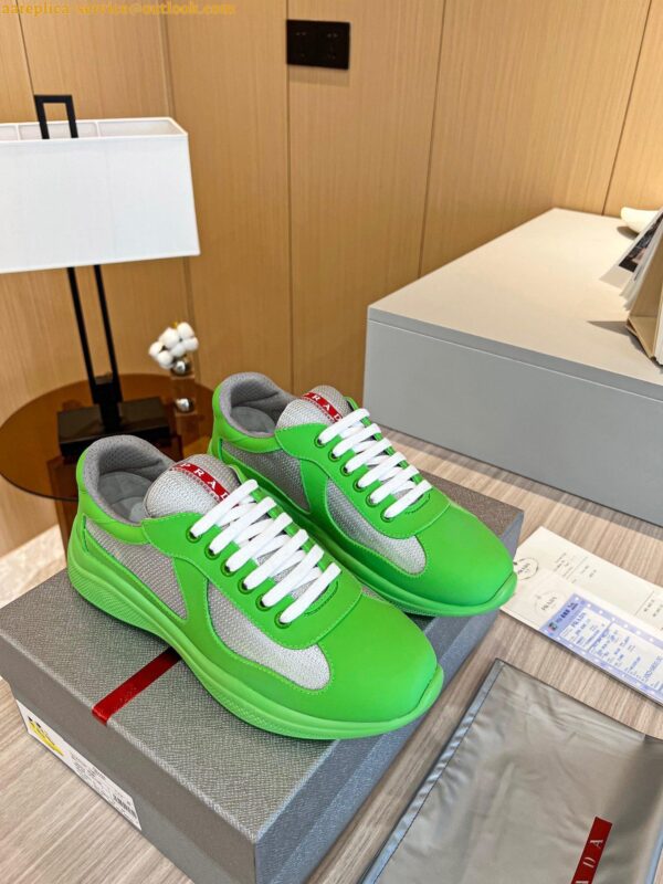 Replica Prada America's Cup Sneakers in Green Rubber and Bike Fabric 11