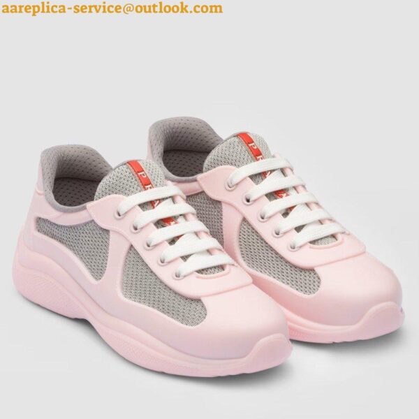 Replica Prada America's Cup Sneakers in Pink Rubber and Bike Fabric 3