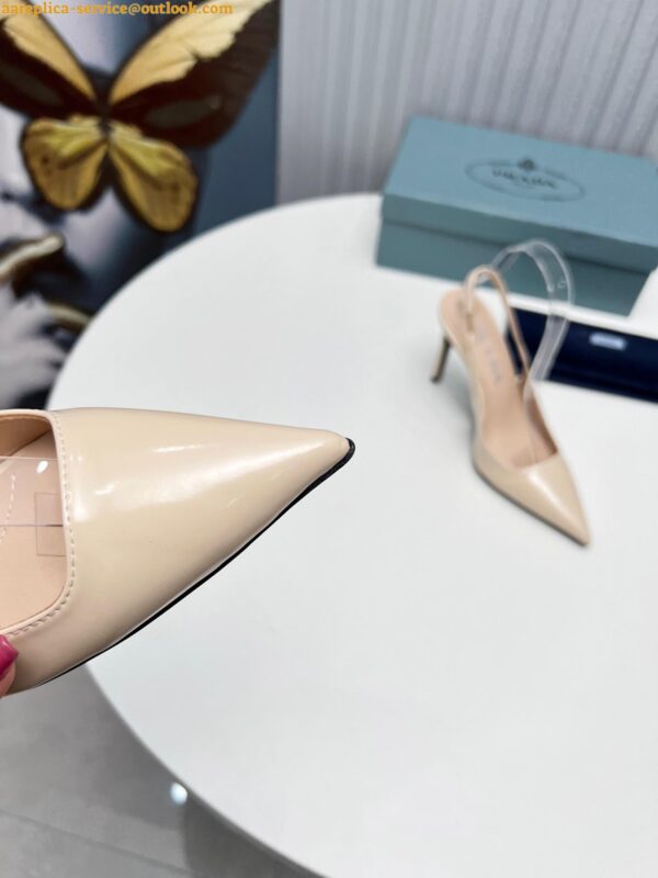 Replica Prada Slingbacks Pumps 95mm In Powder Pink Patent Leather 6