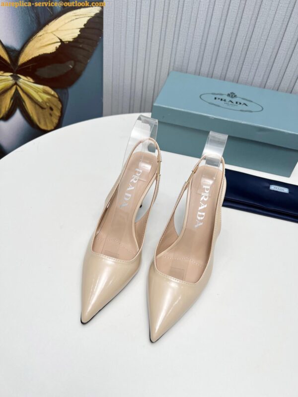 Replica Prada Slingbacks Pumps 95mm In Powder Pink Patent Leather 7