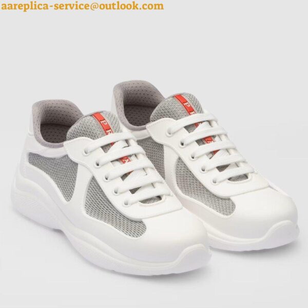 Replica Prada America's Cup Sneakers in White Rubber and Bike Fabric 3